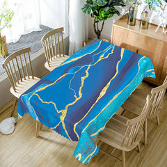 Aperturee Blue Gradient Marble Tablecloth with Faux Glitter, for Elegant, Modern, and Luxury Party Decor