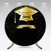 Aperturee - 2026 Golden Hat And Black Round Graduation Backdrop