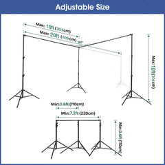 Aperturee - Aperturee 20x10ft Photography Backdrop Stand Kit for Room Set Adjustable Pipe Frame Stable for Studio and Event