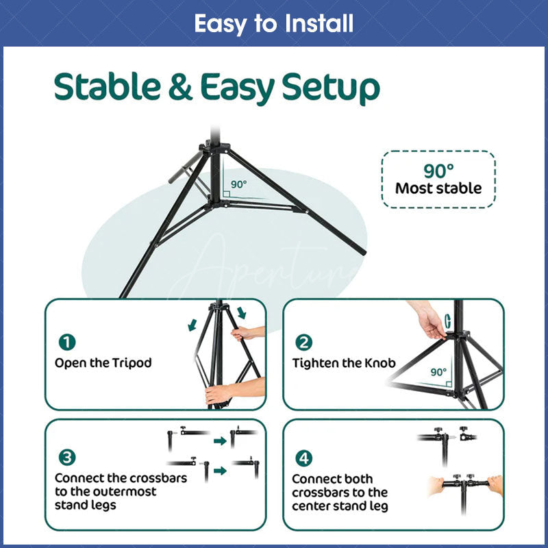 Aperturee - Aperturee 20x10ft Photography Backdrop Stand Kit for Room Set Adjustable Pipe Frame Stable for Studio and Event