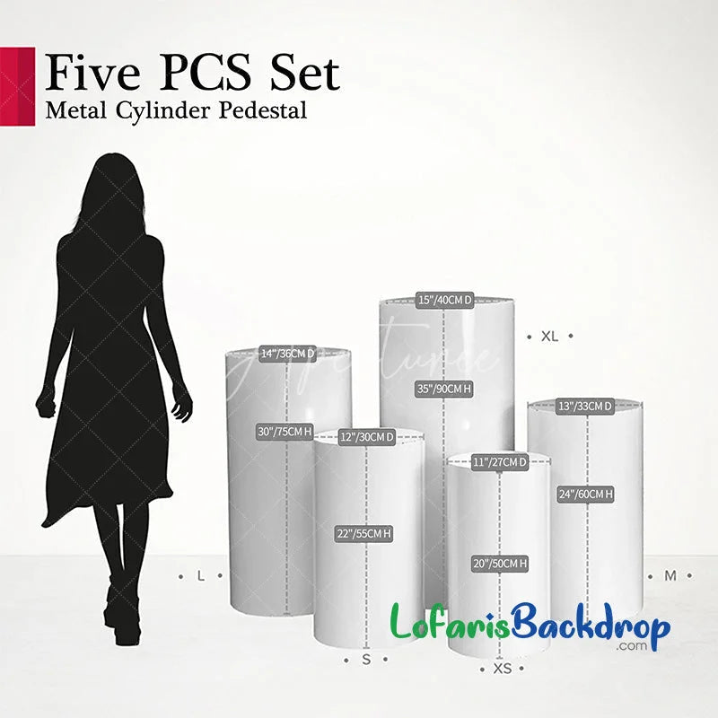 Lofaris White Metal Cylinder Decor Cake Table Rack Plinths Pillars Pedestal Stand