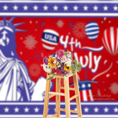 Aperturee - 4th July Statue Of Liberty Red Independence Day Backdrop