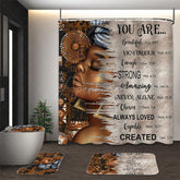 Aperturee - (7 Day Delivery) Aperturee African American Girl Quotes Shower Curtain Kit