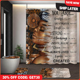 Aperturee - (7 Day Delivery) Aperturee African American Girl Quotes Shower Curtain Kit