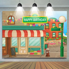 Aperturee - (7 Day Delivery) Aperturee Animated House Street Theme Birthday Backdrop
