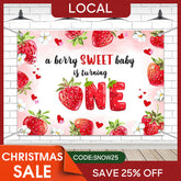Aperturee - (7 Day Delivery) Aperturee Berry Sweet Baby Is Turning One Birthday Backdrop
