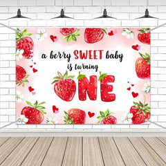 Aperturee - (7 Day Delivery) Aperturee Berry Sweet Baby Is Turning One Birthday Backdrop