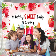 Aperturee - (7 Day Delivery) Aperturee Berry Sweet Baby Is Turning One Birthday Backdrop