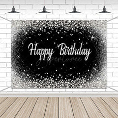 Aperturee - (7 Day Delivery) Aperturee Black Silver Diamonds Sparkle Birthday Backdrop