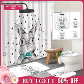 (7 Day Delivery) Aperturee Cartoon Bunny White Shower Curtain Kit