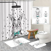 Aperturee - (7 Day Delivery) Aperturee Cartoon Bunny White Shower Curtain Kit