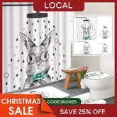 Aperturee - (7 Day Delivery) Aperturee Cartoon Bunny White Shower Curtain Kit