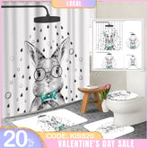 Aperturee - (7 Day Delivery) Aperturee Cartoon Bunny White Shower Curtain Kit