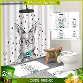 Aperturee - (7 Day Delivery) Aperturee Cartoon Bunny White Shower Curtain Kit