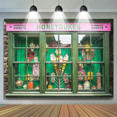 Aperturee - (7 Day Delivery) Aperturee Green Candyland Shop Honeydukes Birthday Backdrop