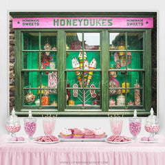 Aperturee - (7 Day Delivery) Aperturee Green Candyland Shop Honeydukes Birthday Backdrop