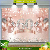 Aperturee - (7 Day Delivery) Aperturee Happy 60th Birthday Pink Diamonds Backdrop