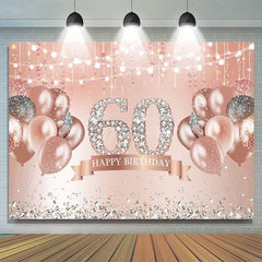 Aperturee - (7 Day Delivery) Aperturee Happy 60th Birthday Pink Diamonds Backdrop