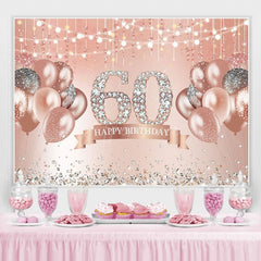 Aperturee - (7 Day Delivery) Aperturee Happy 60th Birthday Pink Diamonds Backdrop