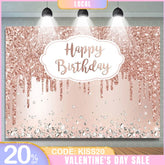 Aperturee - (7 Day Delivery) Aperturee Rose Gold Sparkle Diamond Girl Birthday Backdrop