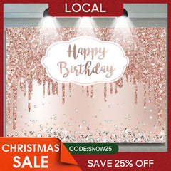 Aperturee - (7 Day Delivery) Aperturee Rose Gold Sparkle Diamond Girl Birthday Backdrop