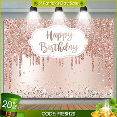 Aperturee - (7 Day Delivery) Aperturee Rose Gold Sparkle Diamond Girl Birthday Backdrop