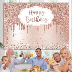 Aperturee - (7 Day Delivery) Aperturee Rose Gold Sparkle Diamond Girl Birthday Backdrop