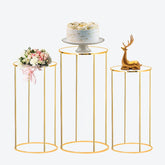 Aperturee - (7 Day Delivery) Aperturee 3-Piece Set Gold Metal Cake Display Cylinder Stand