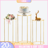 Aperturee - (7 Day Delivery) Aperturee 3-Piece Set Gold Metal Cake Display Cylinder Stand