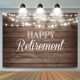 Aperturee - (7 Day Delivery) Aperturee Shinning Lights Wooden Happy Retirement Backdrop