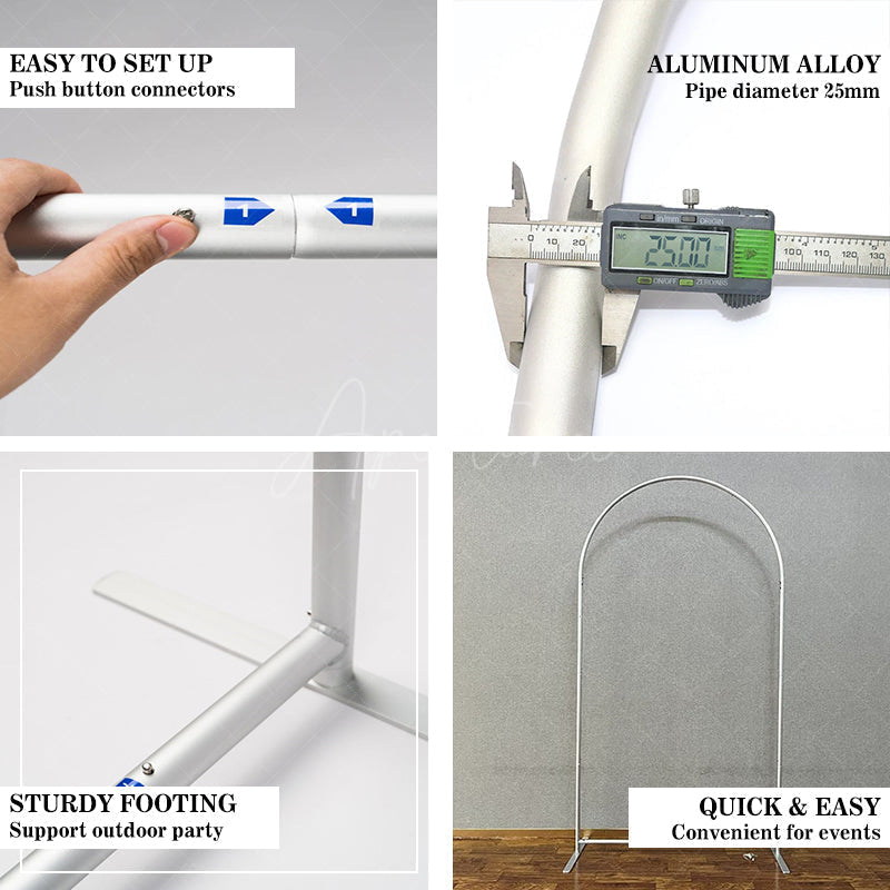 Aperturee - Aperturee Silver Wedding Backdrop Flower Arch Frame Party Decor