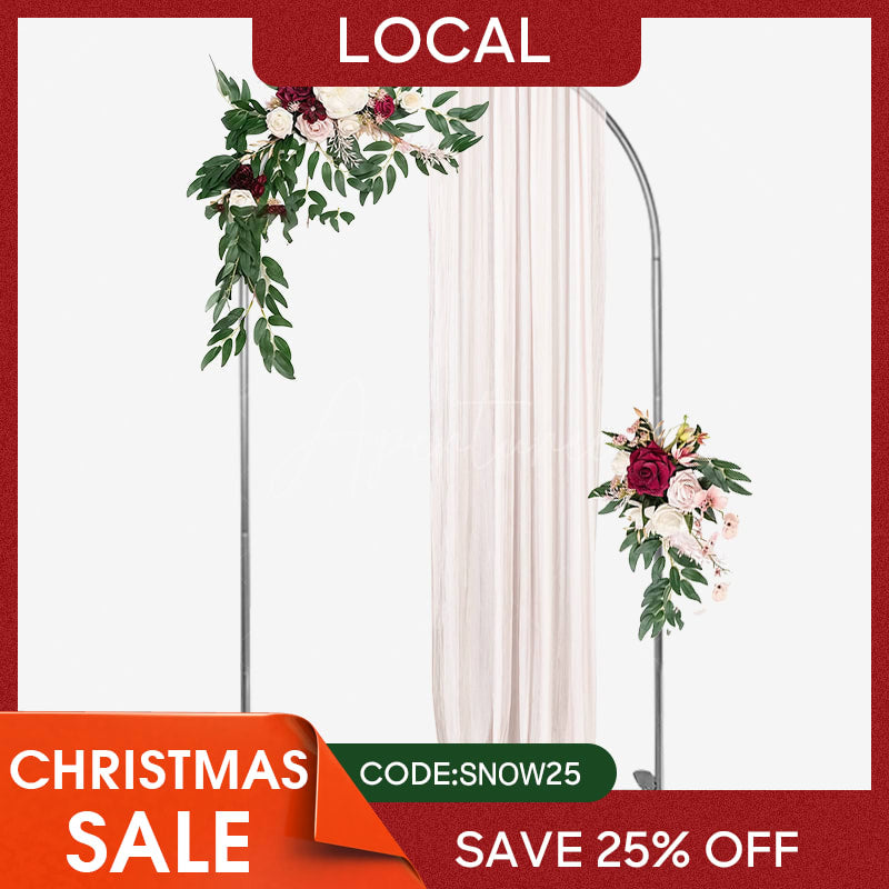Aperturee - (7 Day Delivery) Aperturee Silver Wedding Backdrop Flower Arch Frame Party Decor