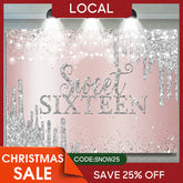 Aperturee - (7 Day Delivery) Aperturee Sweet Sixteen Rose Gold Silver Birthday Backdrop