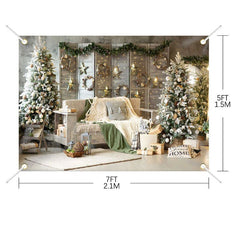 Aperturee - (7 Day Delivery) Aperturee Warm Room Sofa Xmas Trees Christmas Backdrop