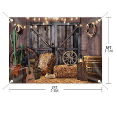 Aperturee - (7 Day Delivery) Aperturee Wood Barn Door Light Cowboy Birthday Backdrop