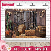 (7 Day Delivery) Aperturee Wood Barn Door Light Cowboy Birthday Backdrop