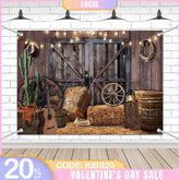 Aperturee - (7 Day Delivery) Aperturee Wood Barn Door Light Cowboy Birthday Backdrop