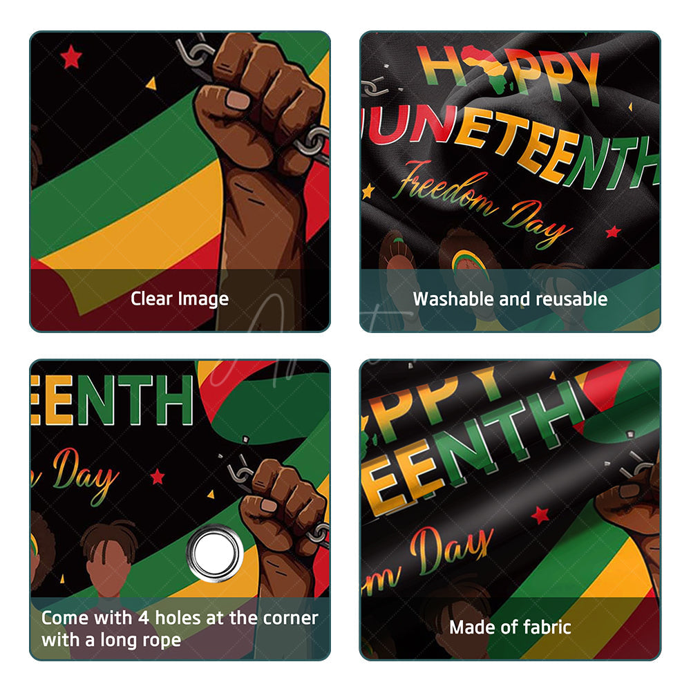 Aperturee - (7 Day Delivery) Aperturee Black Freedom Day Happy Juneteenth Party Backdrop