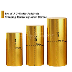 Aperturee - (7 Day Delivery) Bling Dark Glod Stretchy Spandex Fabric Plinth Cylinder Cover