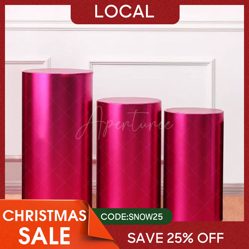 Aperturee - (7 Day Delivery) Bling Rose Red Stretchy Spandex Cylinder Covers