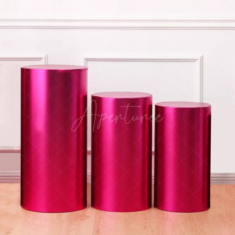Aperturee - (7 Day Delivery) Bling Rose Red Stretchy Spandex Cylinder Covers