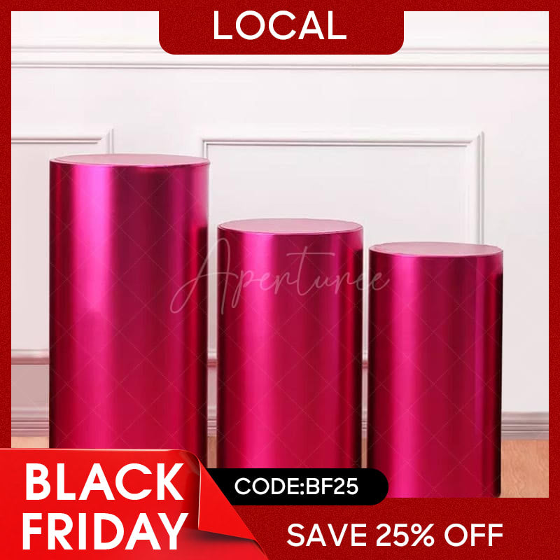 Aperturee - (7 Day Delivery) Bling Rose Red Stretchy Spandex Cylinder Covers