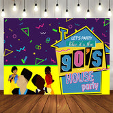 Aperturee - 90’S House Party And Abstract Lines Birthday Backdrop