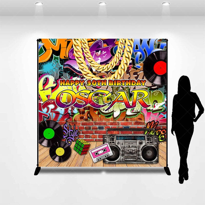 Aperturee - 90s Retro Graffiti Custom Birthday Backdrop