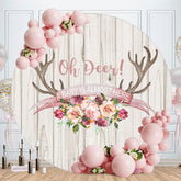 Aperturee - A Baby Is Almost Here Round Baby Shower Backdrop