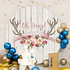 Aperturee - A Baby Is Almost Here Round Baby Shower Backdrop