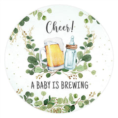 Aperturee - A Baby Is Brewing Round Baby Shower Backdrop