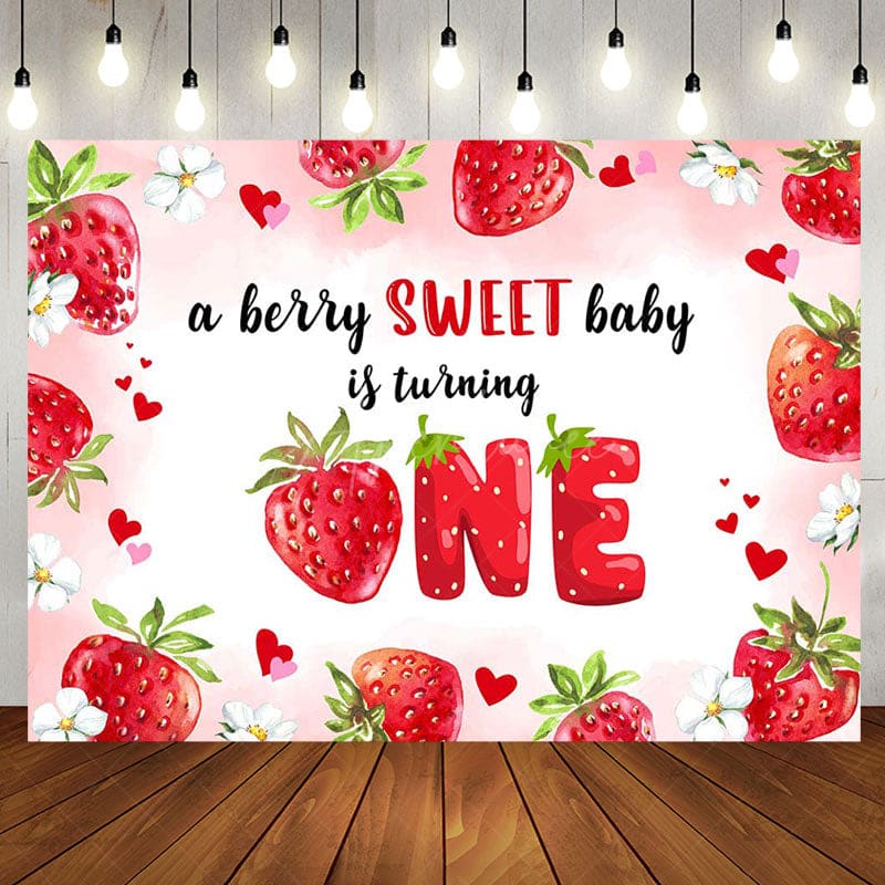 Aperturee - A Berry Sweet Baby Is Turning One Birthday Backdrop
