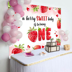 Aperturee - A Berry Sweet Baby Is Turning One Birthday Backdrop