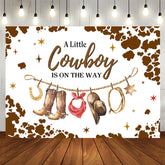 Aperturee - A Cowboy Is On The Way Cute Baby Shower Backdrop